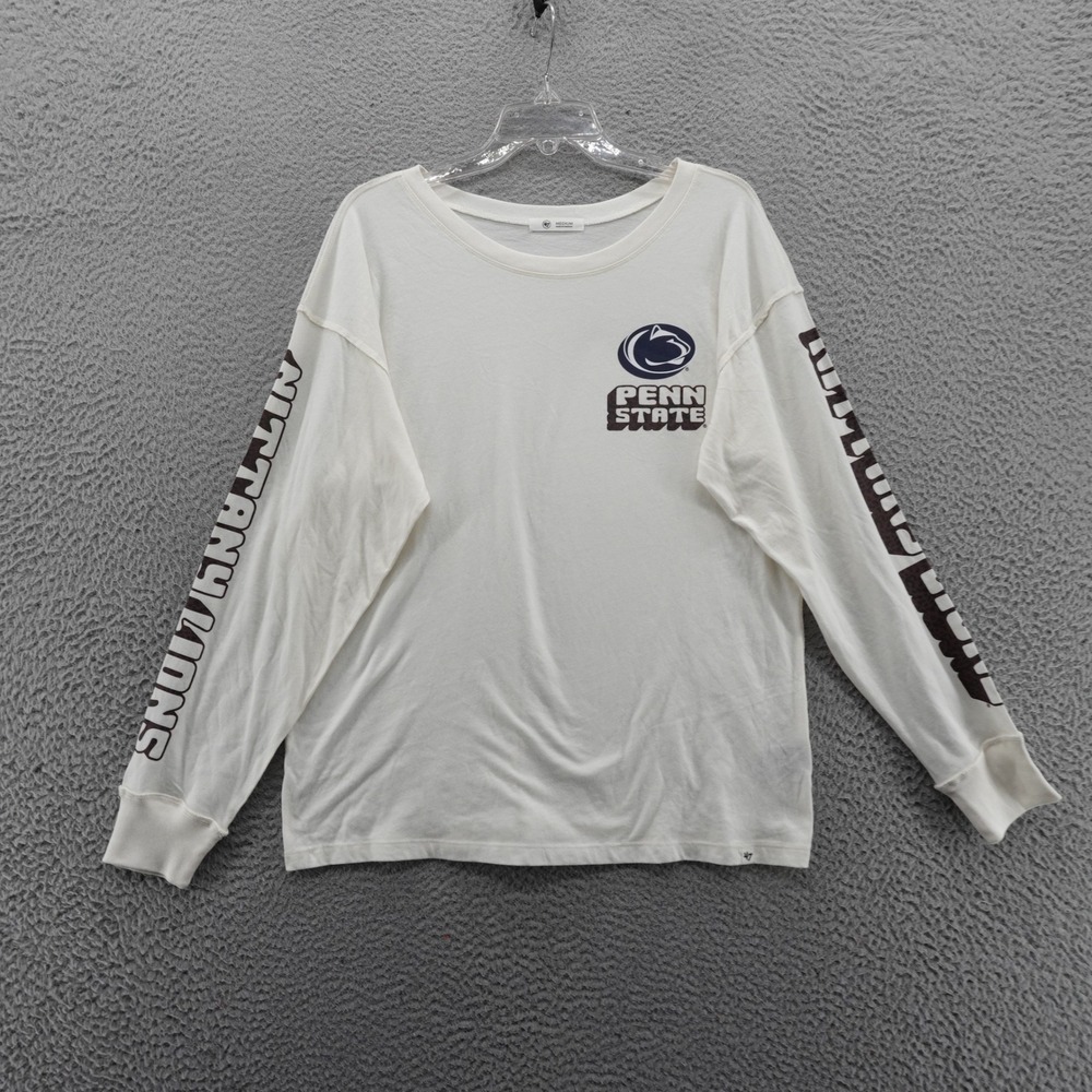 47 Brand Penn State Nittany Lions Long Sleeve T Shirt White Womens Medium NEW